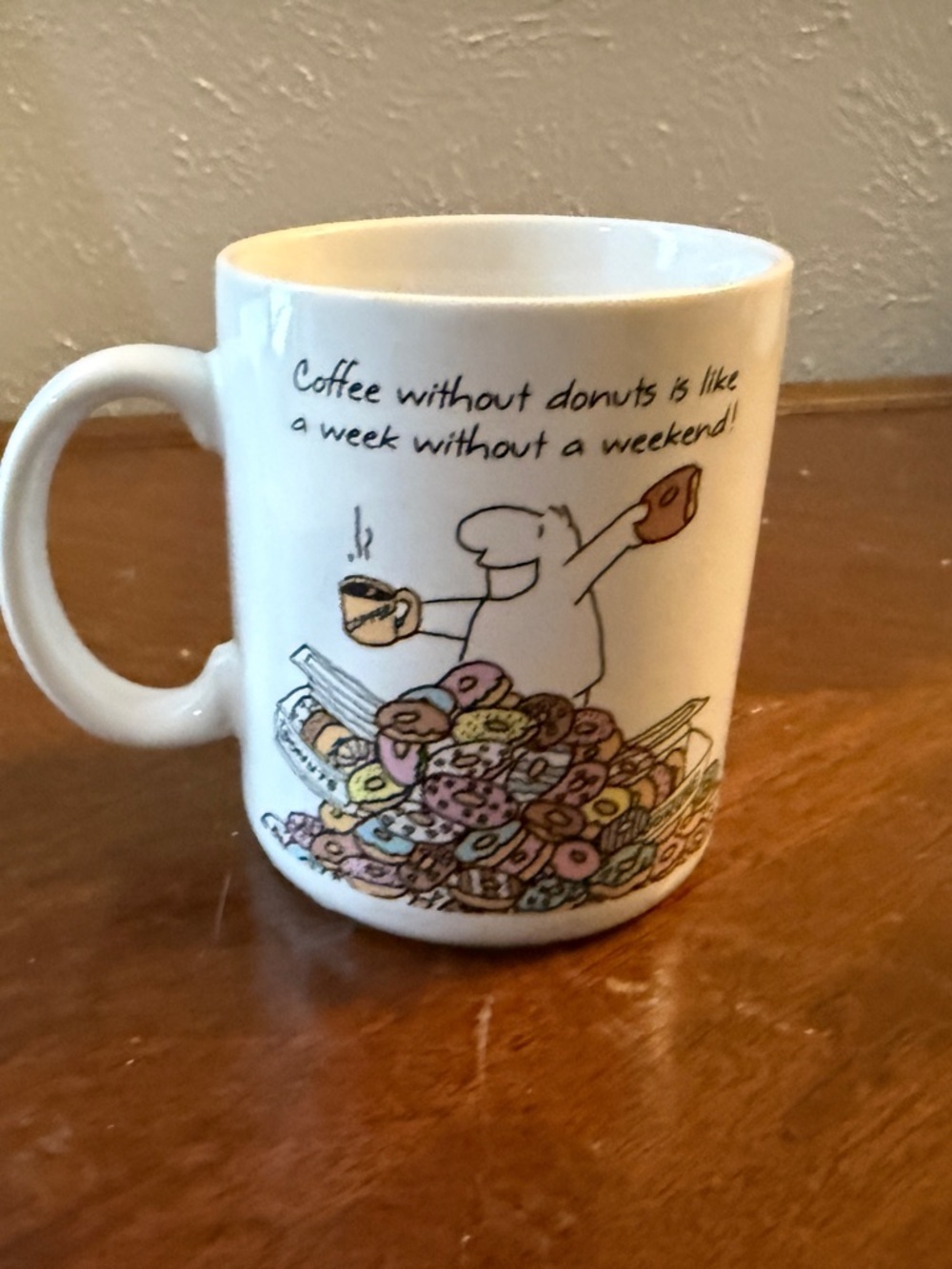 Vintage Hallmark White Donut & Coffee Graphic Mug - Novelty Home Dining Mug